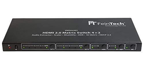 FeinTech VMS04201 Commutateur Matrix Switch HDMI 4 x 2 avec extracteur Audio Ultra HD 4K 60 Hz HDR
