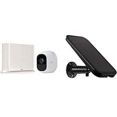 Arlo Pro 2 | Caméra de Surveillance WiFi sans Fils - Pack de 1 & Accessoire Pro & Arlo Pro 2 - Panneau Solaire pour Caméra Arlo Pro et Arlo Pro 2 - Batteries Rechargées en Permanence sans Contraintes