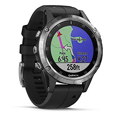Garmin Fenix 5 Plus Montre GPS Multisports avec Cartographie/Musique/Paiement sans Contact Argent Bracelet Noir (Reconditionné)