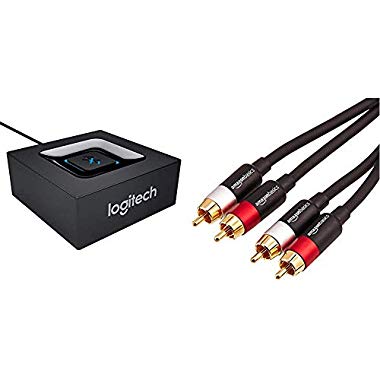 Logitech Adaptateur Audio bluetooth pour Haut-parleurs PC/Système stéréo/Récepteur A/V Noir & AmazonBasics Câble audio RCA 2 mâles vers 2 mâles - 1,2 m