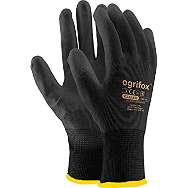 Lot de 24 paires de gants de travail en nylon avec revêtement PU Noir Taille XL (10)