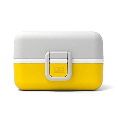 monbento - MB Tresor Moutarde lunch box enfant jaune / gris - boite bento repas ou goûter 3 compartiments - sans BPA - durable et sûre