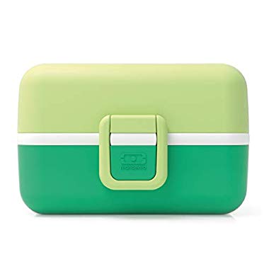 monbento - MB Tresor Vert Apple Lunch Box Enfant - Boite bento Repas ou goûter 3 Compartiments - sans BPA - Durable et sûre (16 x 9,2 x 10,4 cm, Pomme)