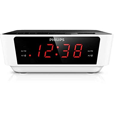 Philips Audio Aj3115 Radio Réveil avec Tuner Fm avec Ecran, Double Alarme - Noir (Modèle 2019/2020)