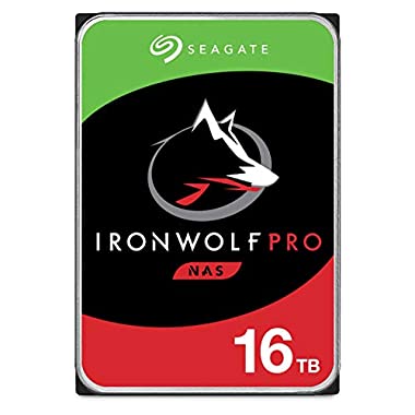 Seagate IronWolf Pro 16 To, Disque dur interne NAS HDD, 3,5" SATA 6 Gbit/s 7 200 tr/min, 128 Mo de mémoire cache, pour NAS RAID, services de récupération des données, Ouverture facile (ST16000NEZ00)