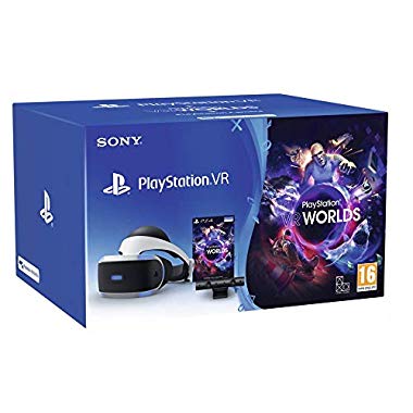 Sony PlayStation VR + PS Camera + VR Worlds, Système Compatible avec Toute Console PS4, Couleur du Casque : Noir et Blanc, Art. : 9782018