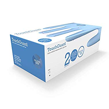 TouchGuard Gants à usage unique bleus en nitrile, non-poudré et sans latex, boîte de 200, taille L (Large, Box of 200, Blue)