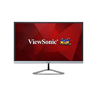 ViewSonic VX2476-SMH Moniteur 24", Full HD, 4ms, 250 nits, VGA, HDMI, DisplayPort, hauts-parleurs, chassis argenté sans bords